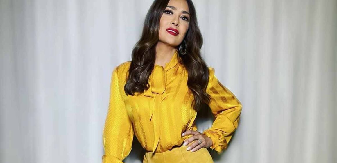 Salma Hayek celebrates love in stunning bikini and see through white top