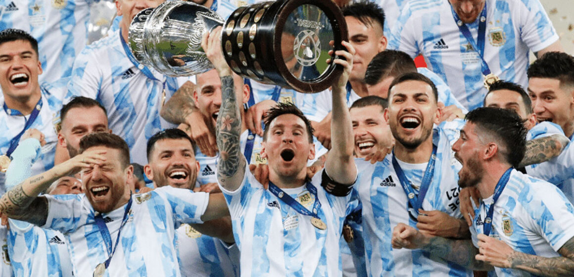 Argentina's Lionel Messi (center) won the team's championship trophy after defeating rival Brazil, marking the end of the Copa America. - Instagram
