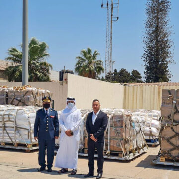 Arrival of second shipment of Qatari food aid to the Army